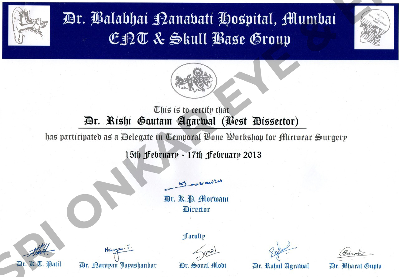 Dr. Rishi Gautam Aggarwal Award | Sri Onkar Eye & ENT Care Centre